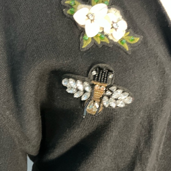 Ann Taylor Factory Black Floral Embroidered Women's Sweater Size Small - Picture 8 of 9